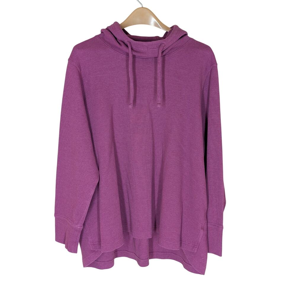 Duluth Trading Co Burly Thermal Long Sleeve Hoodie Waffle Knit Women's 3X Purple